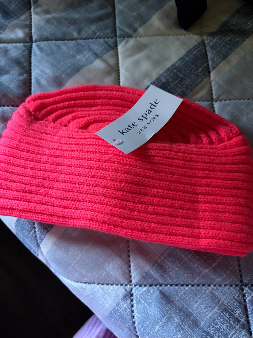 kate spade Kids Neon Pink Ribbed Knit Beanie